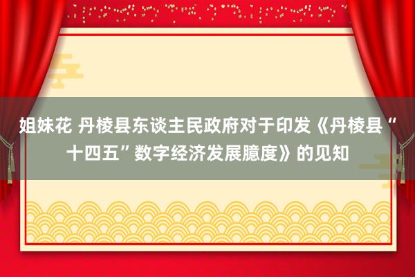 姐妹花 丹棱县东谈主民政府对于印发《丹棱县“十四五”数字经济发展臆度》的见知