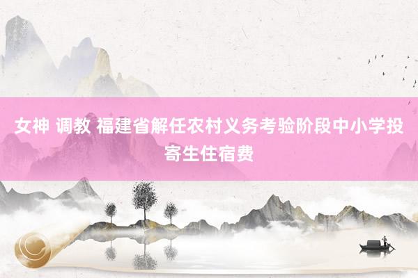 女神 调教 福建省解任农村义务考验阶段中小学投寄生住宿费
