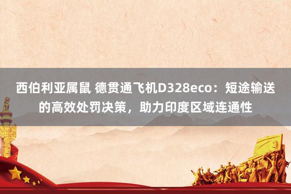 西伯利亚属鼠 德贯通飞机D328eco：短途输送的高效处罚决策，助力印度区域连通性