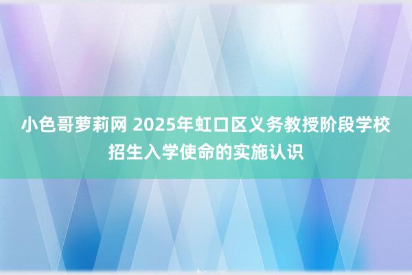 小色哥萝莉网 2025年虹口区义务教授阶段学校招生入学使命的实施认识