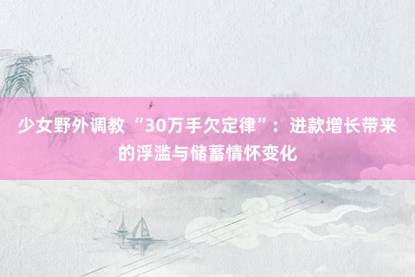 少女野外调教 “30万手欠定律”：进款增长带来的浮滥与储蓄情怀变化