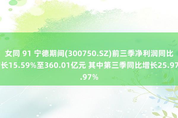 女同 91 宁德期间(300750.SZ)前三季净利润同比增长15.59%至360.01亿元 其中第三季同比增长25.97%